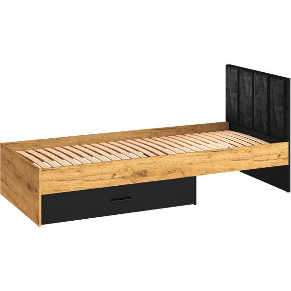 Łóżko 90x200 BLINT 10 dąb craft złoty / czarny