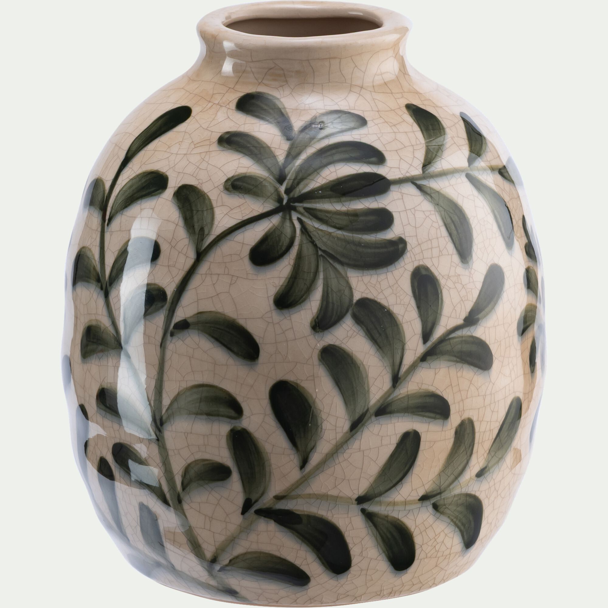 KARLU - Vase boule en grès H17,5cm - vert