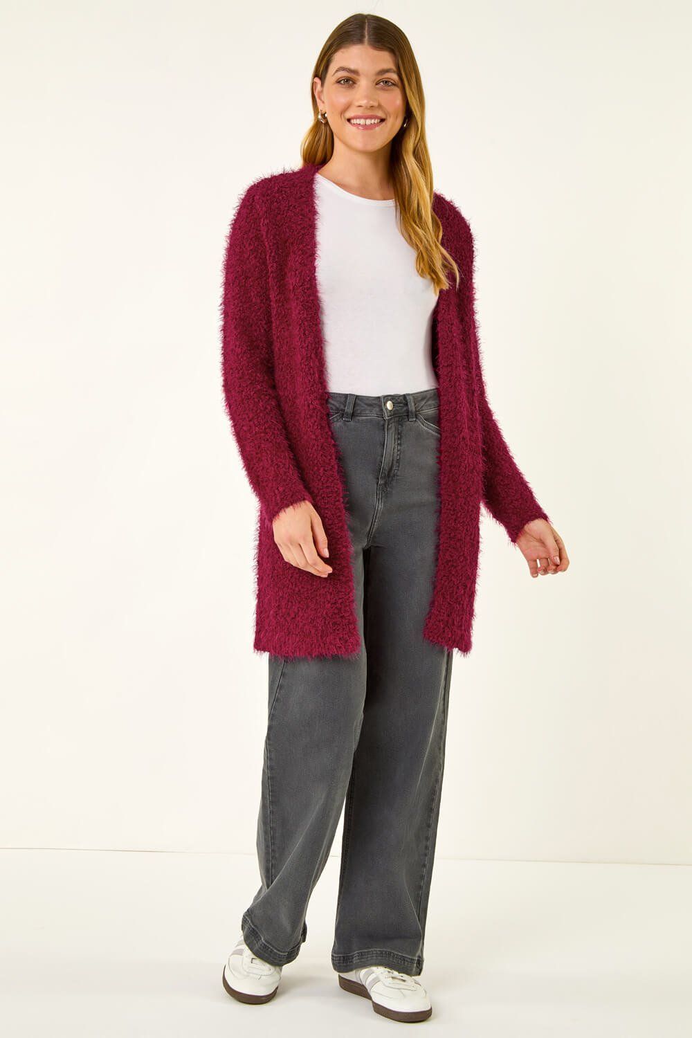 Roman Textured Longline Knit Cardigan