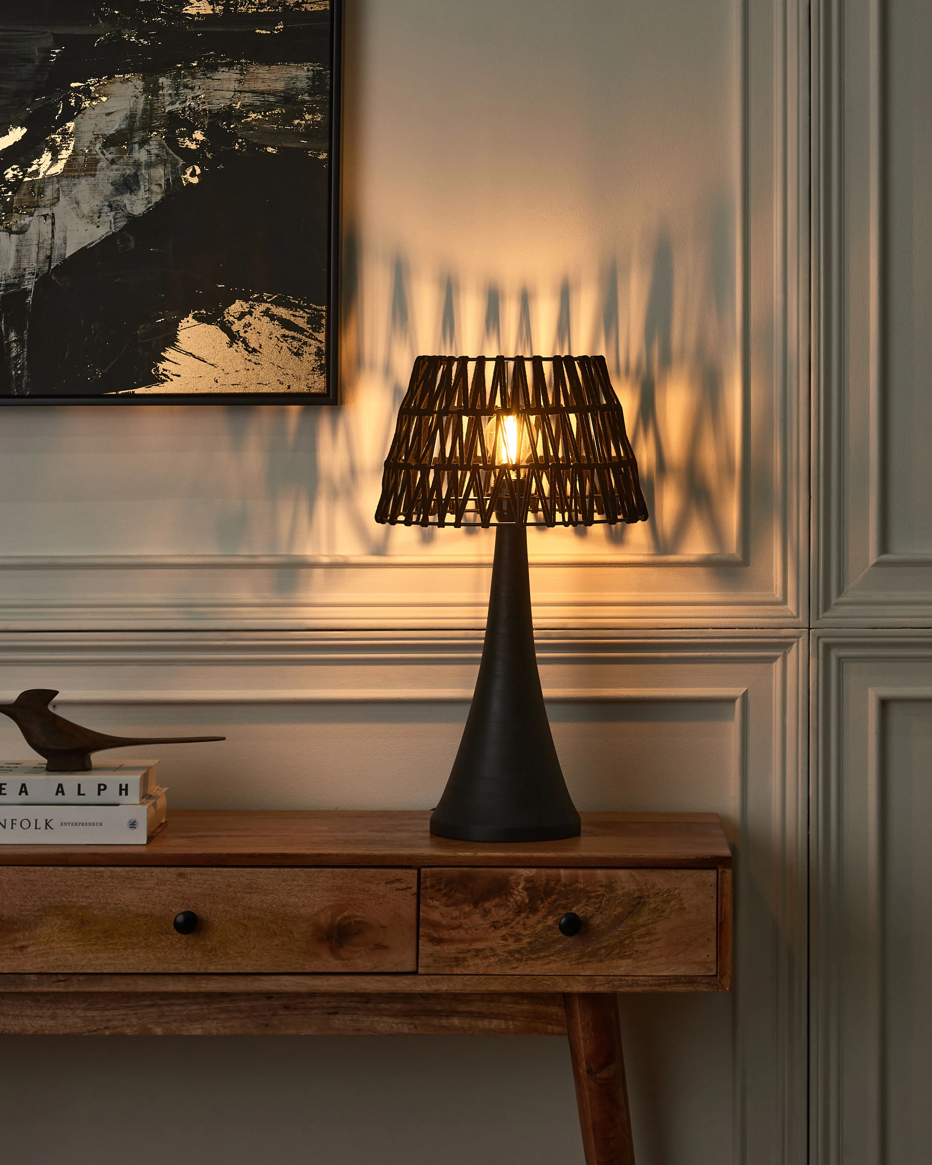 Table Lamp PELLEJAS Mango Wood Black