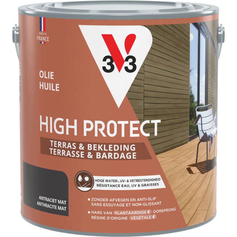 Huile pour bois de terrasse High Protect anthracite 2,5 L V33
