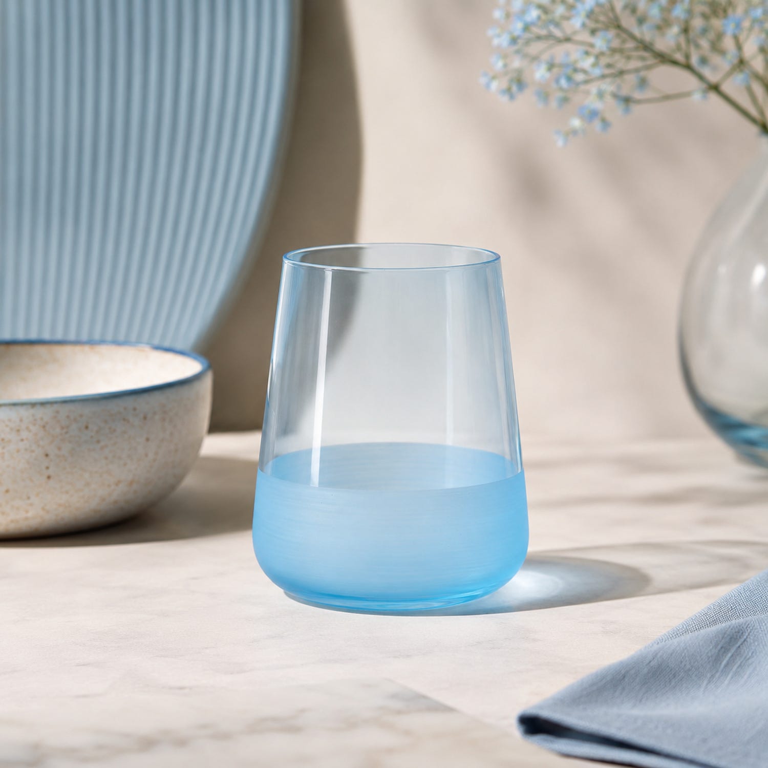 Bicchiere acqua vetro 420 ml azzurro Blaze