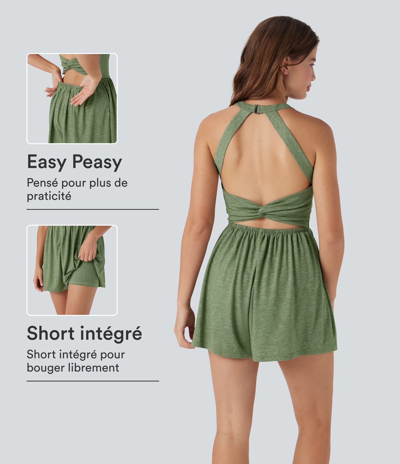 Combi-short 2-en-1 avec coussinets et poches - Édition Easy Peasy