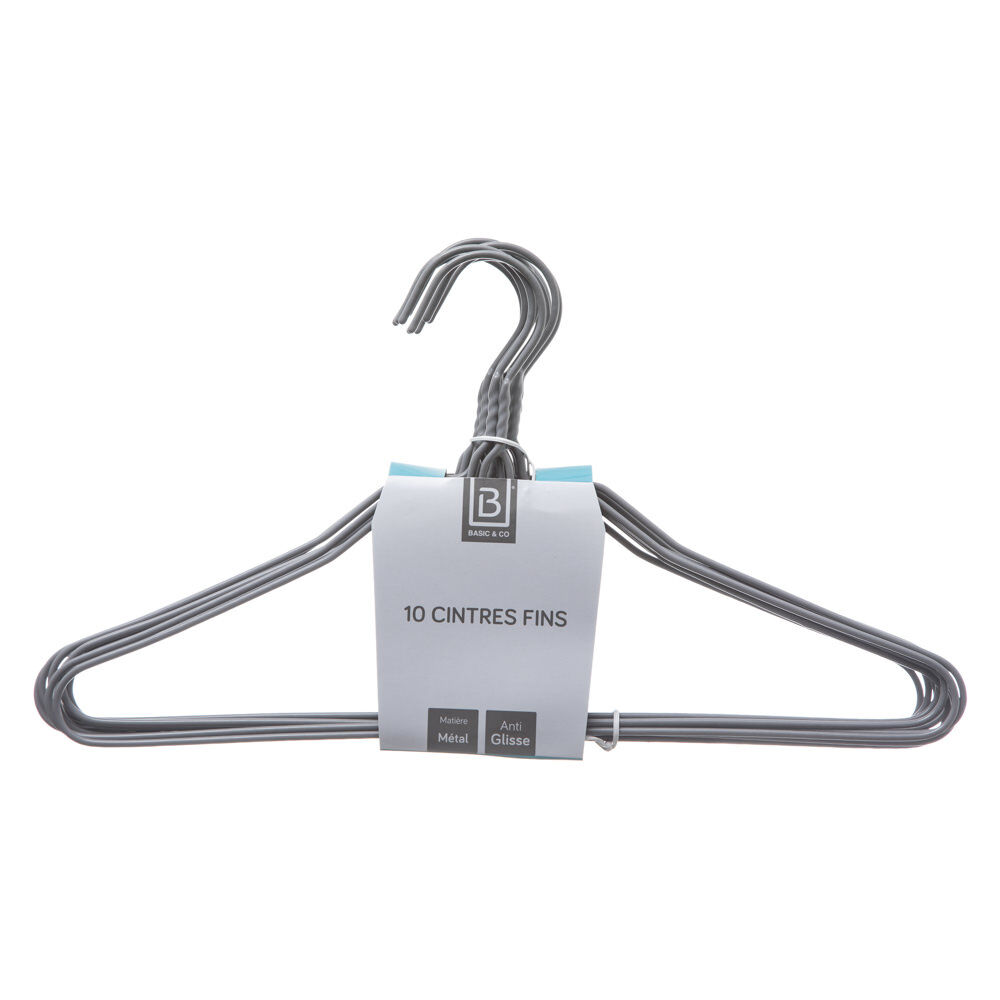 Conjunto de 10 cabides em metal