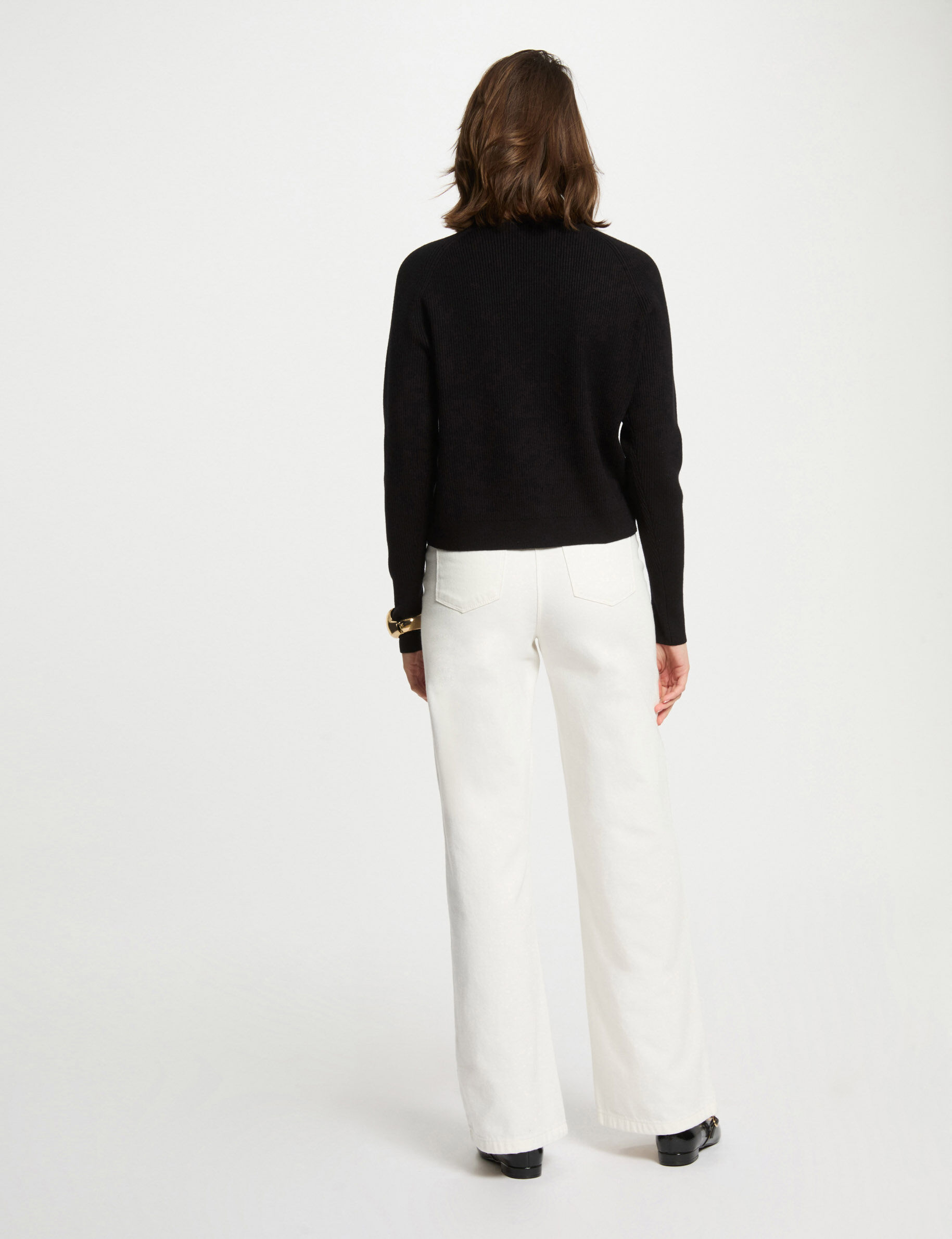 Jumper Round Neck And Buttons Black Women