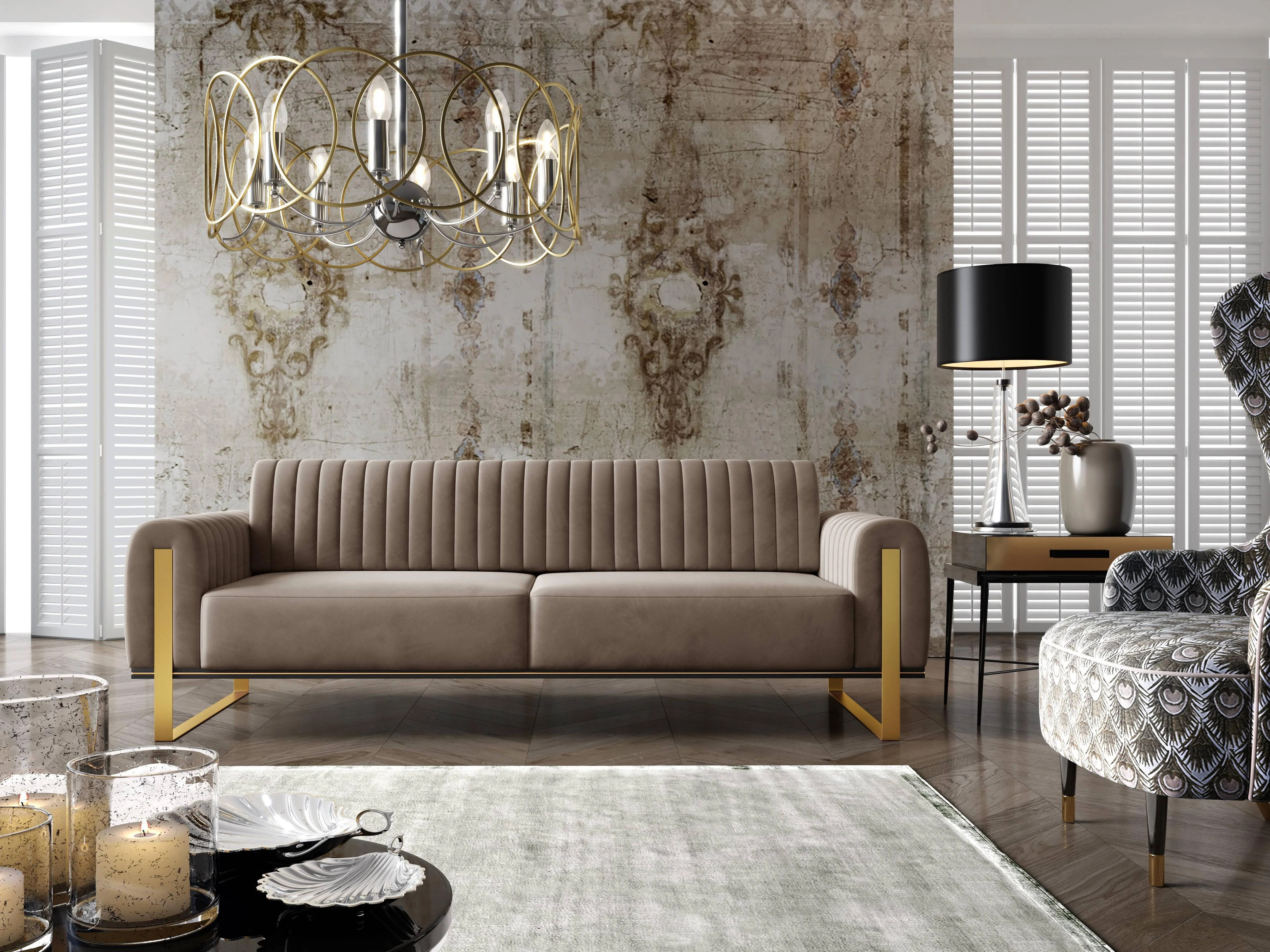 3-zitsbank Nouveau velvet
