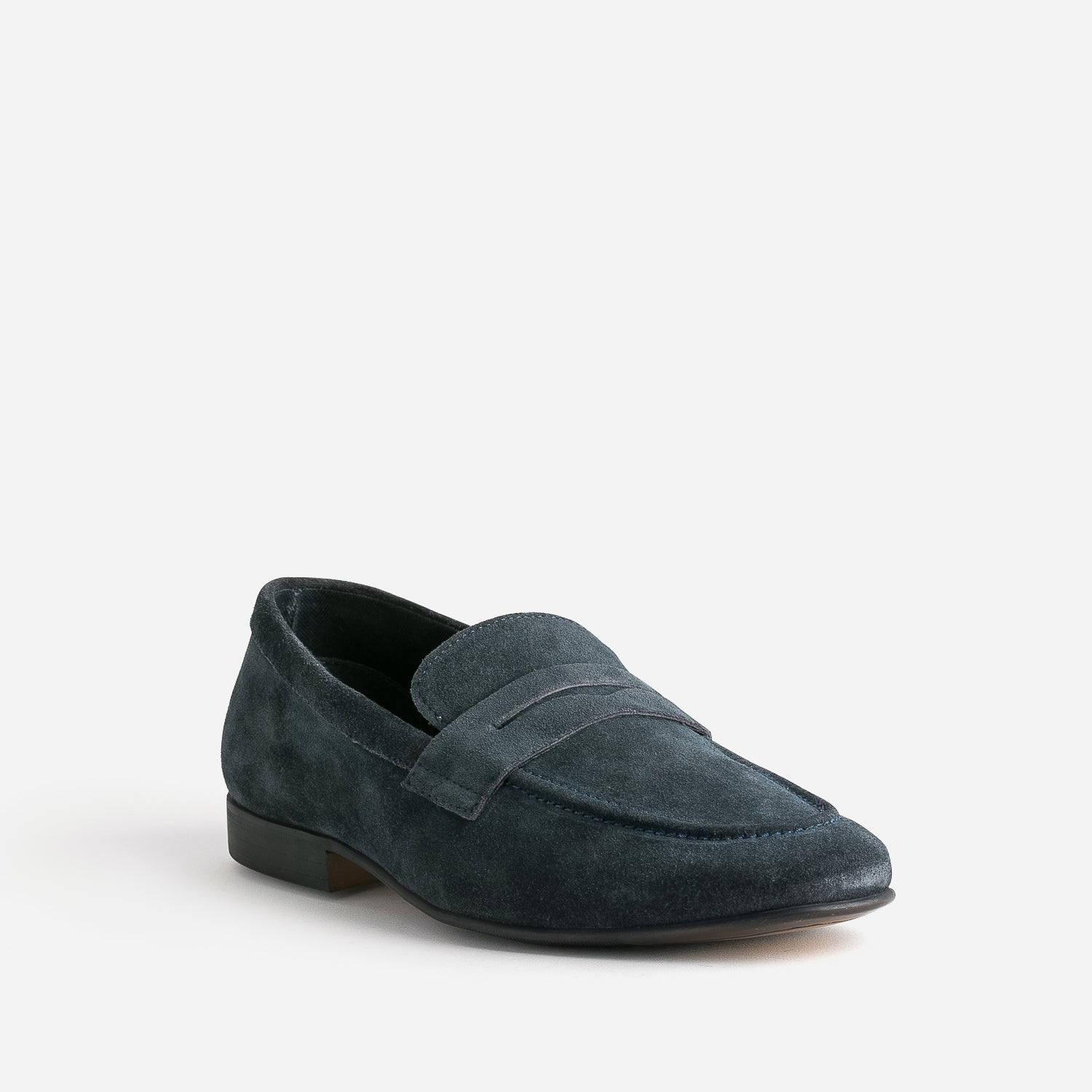 Mocassin marine cuir velours
