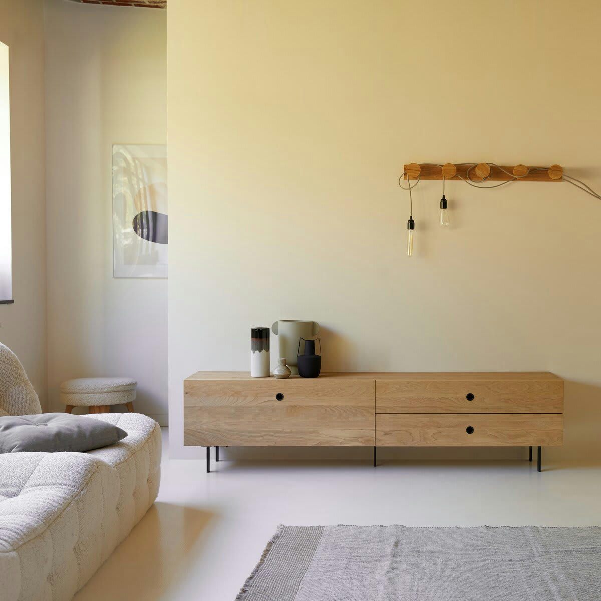 JEANNE - Meuble TV en chêne massif 200 cm