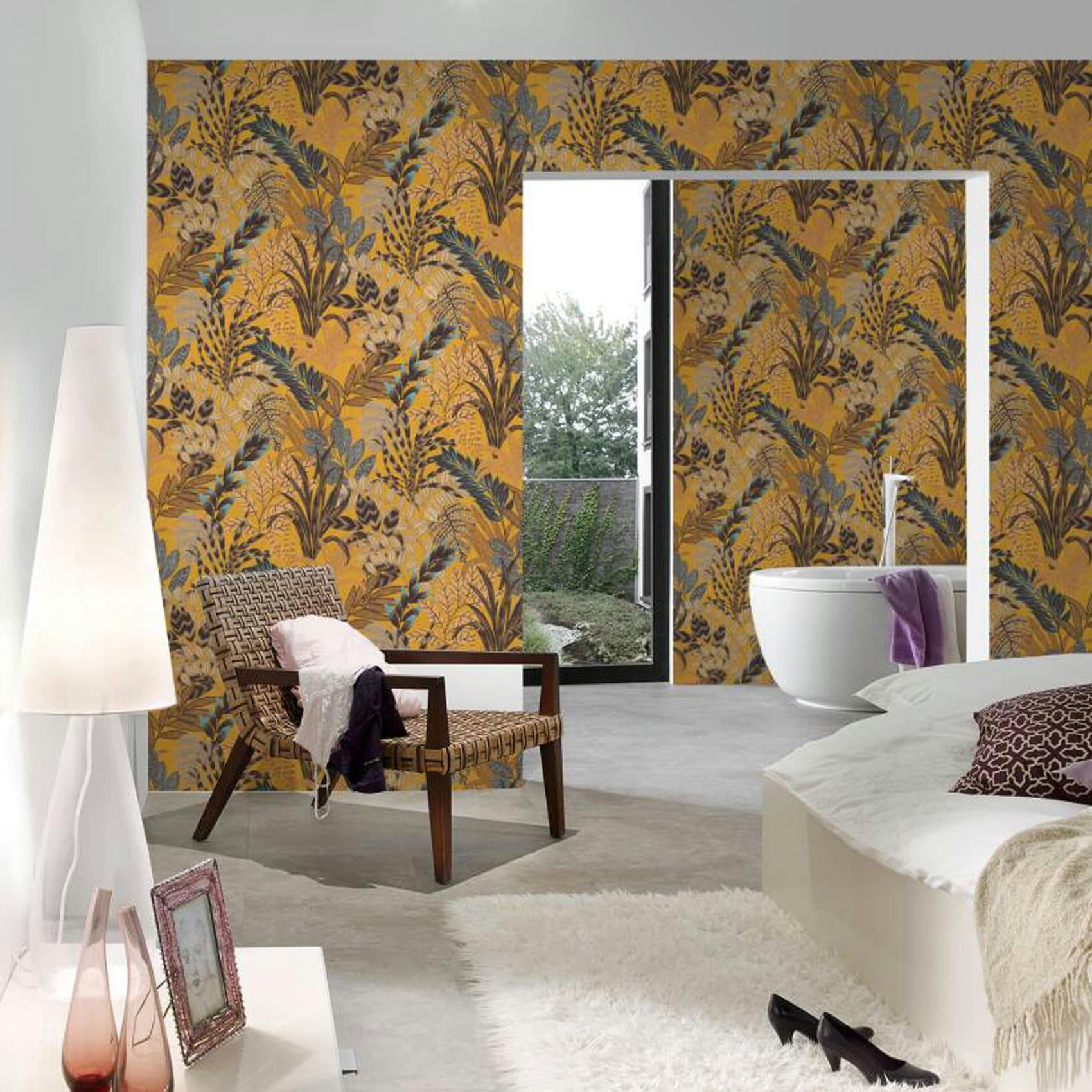 METROPOLITAN STORIES 2 - Papier peint en mur végétal papier jaune moutarde  x