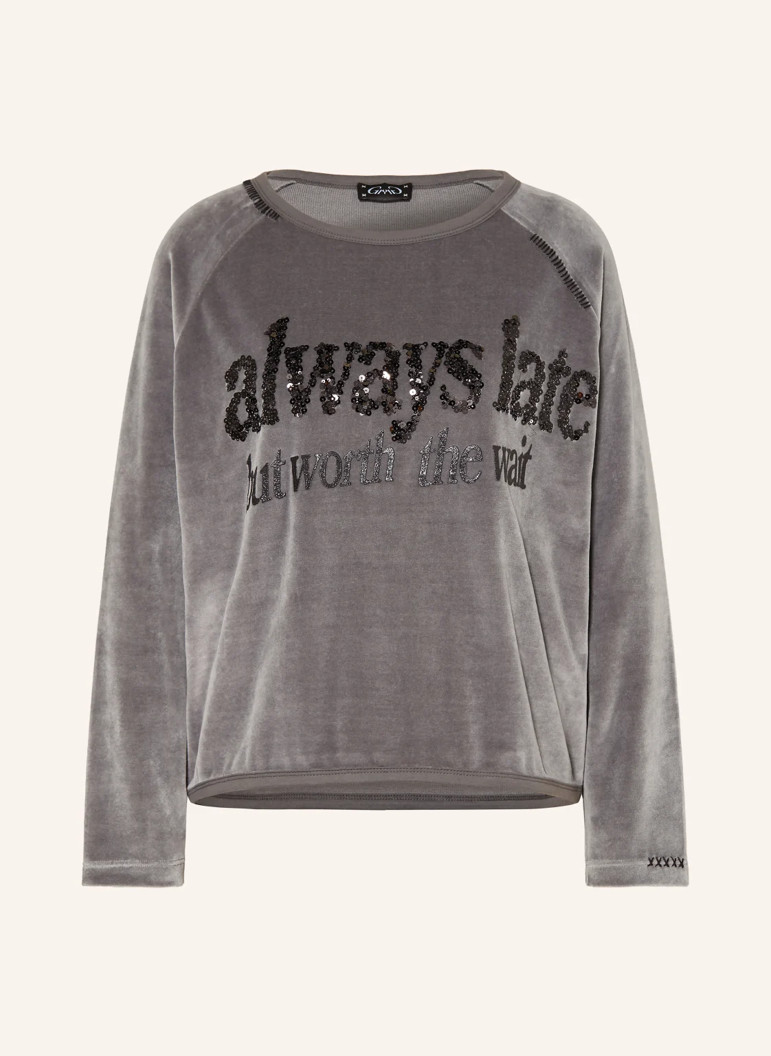 Grace Nickishirt ALWAYS LATE mit Pailletten