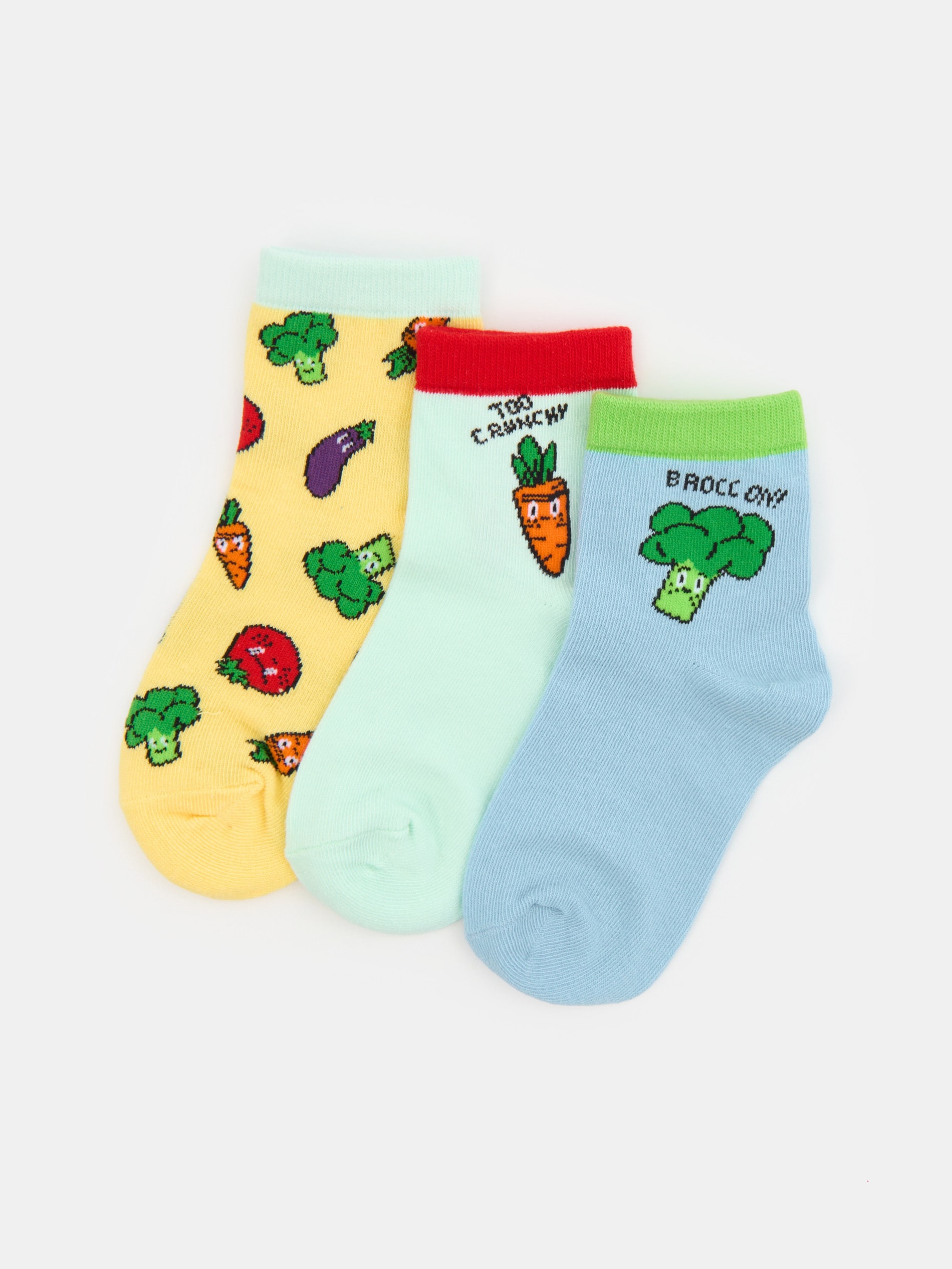Skarpetki za kostkę z motywem warzyw 3 pack