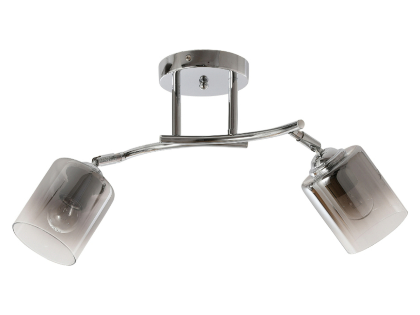 Lampa sufitowa Corgi 2-punktowa metalowo-szklana szara
