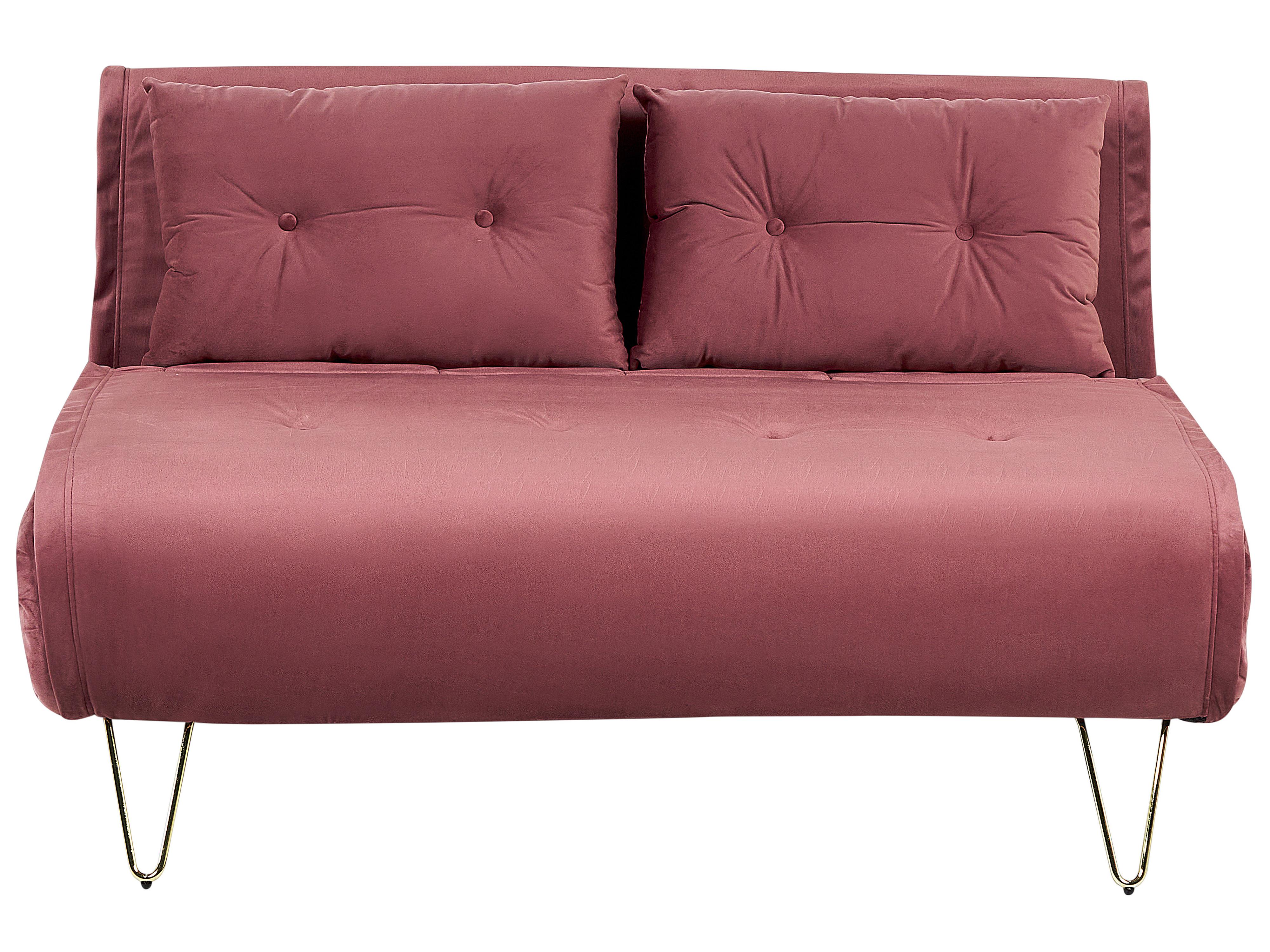 Sofa Bed 2 Seater VESTFOLD Velvet Pink