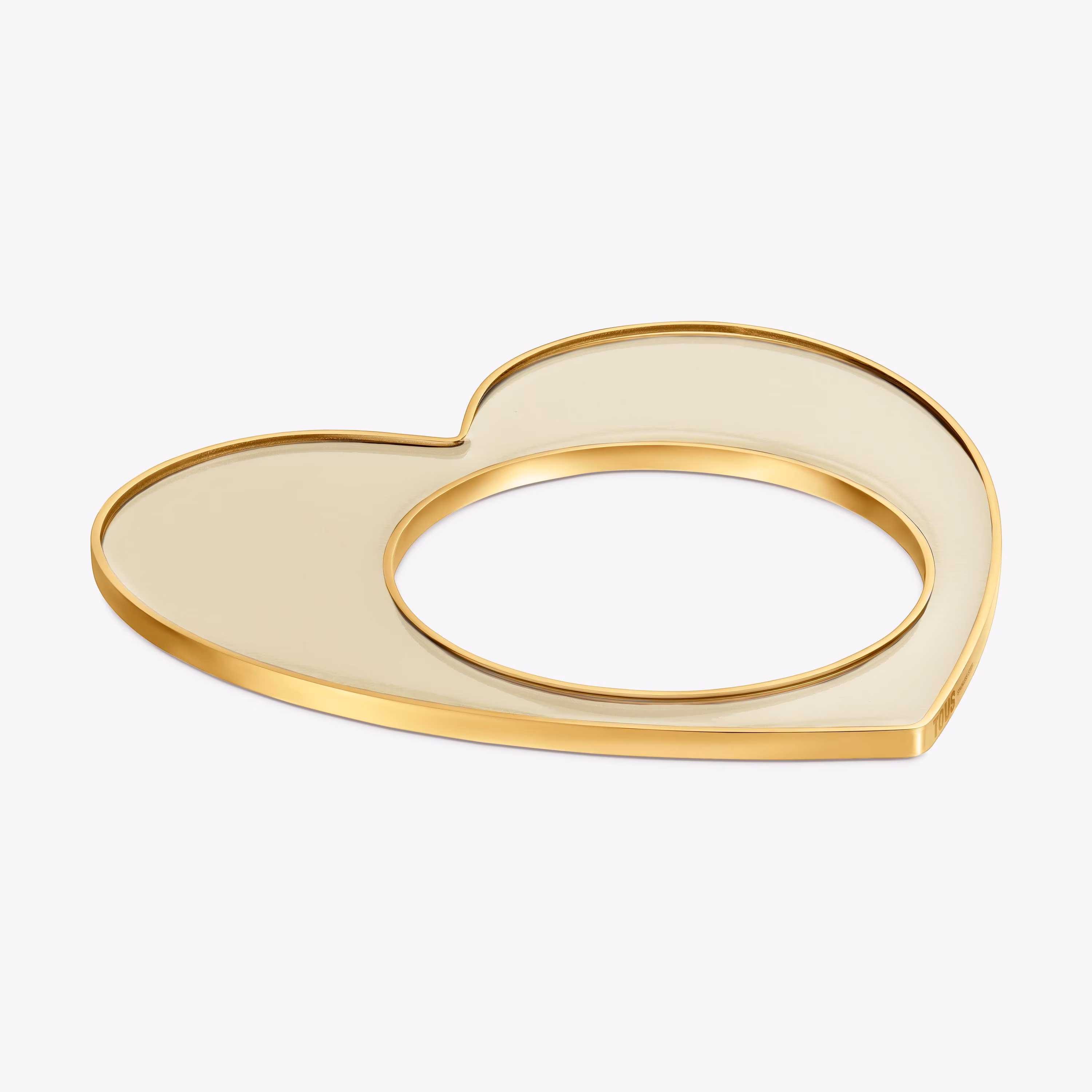 Pulsera esclava corazón de acero dorado y resina blanca Galaxy