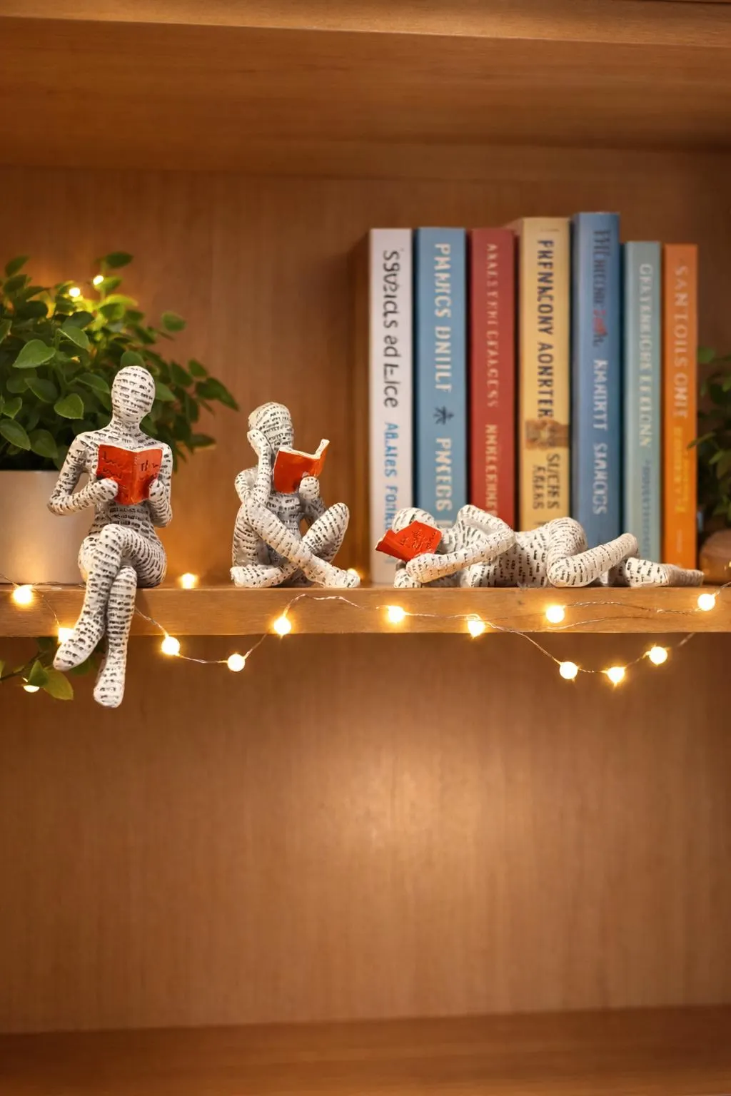 Reading Figurines Book Lovers 3 Bundle, Book Nookr, Mini Reader Sculpture, Library Shelf Decor, Literary Home Decor, Reader Statue