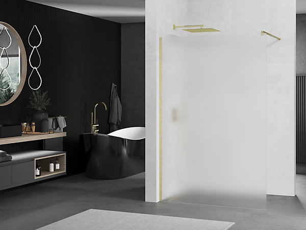 Mexen Kioto paroi de douche Walk-in 120 x 200 cm, givre 8 mm, or brossé - 800-120-101-55-30