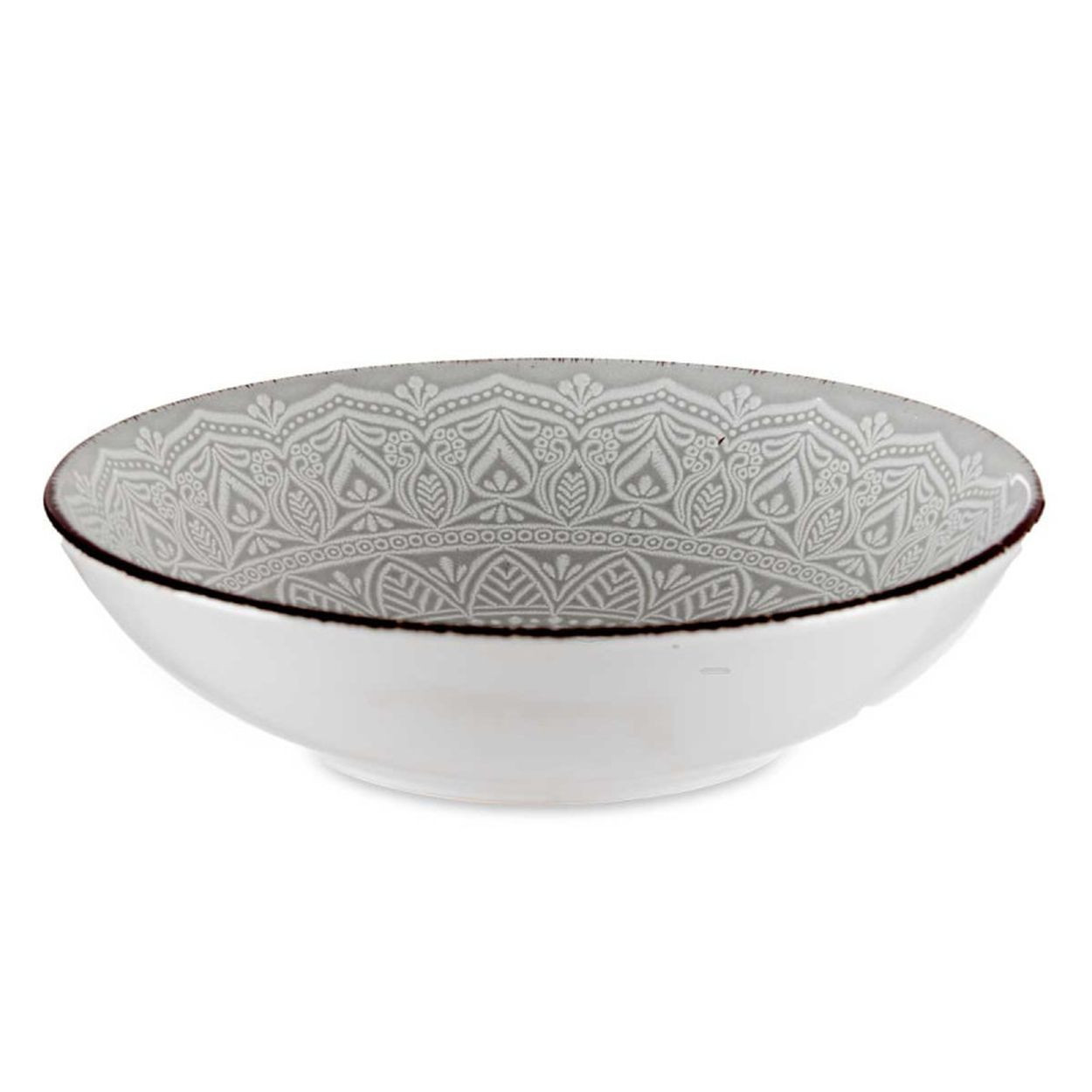 Talerz głęboki MANDALA 20 cm szary kamionka
