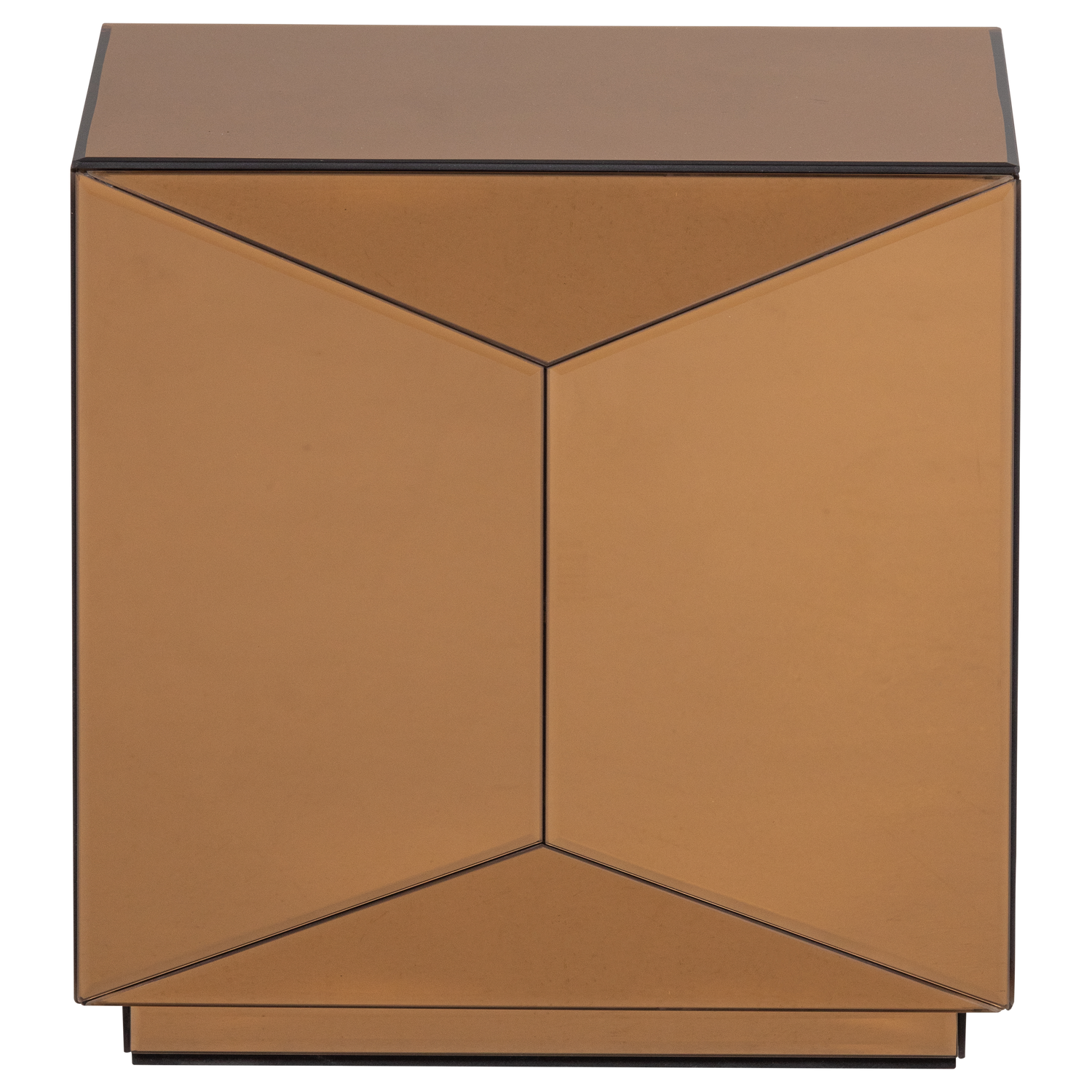 WOOOD bijzettafel vierkant Glintz - Hout/Spiegelglas - Bruin - 40x40x40