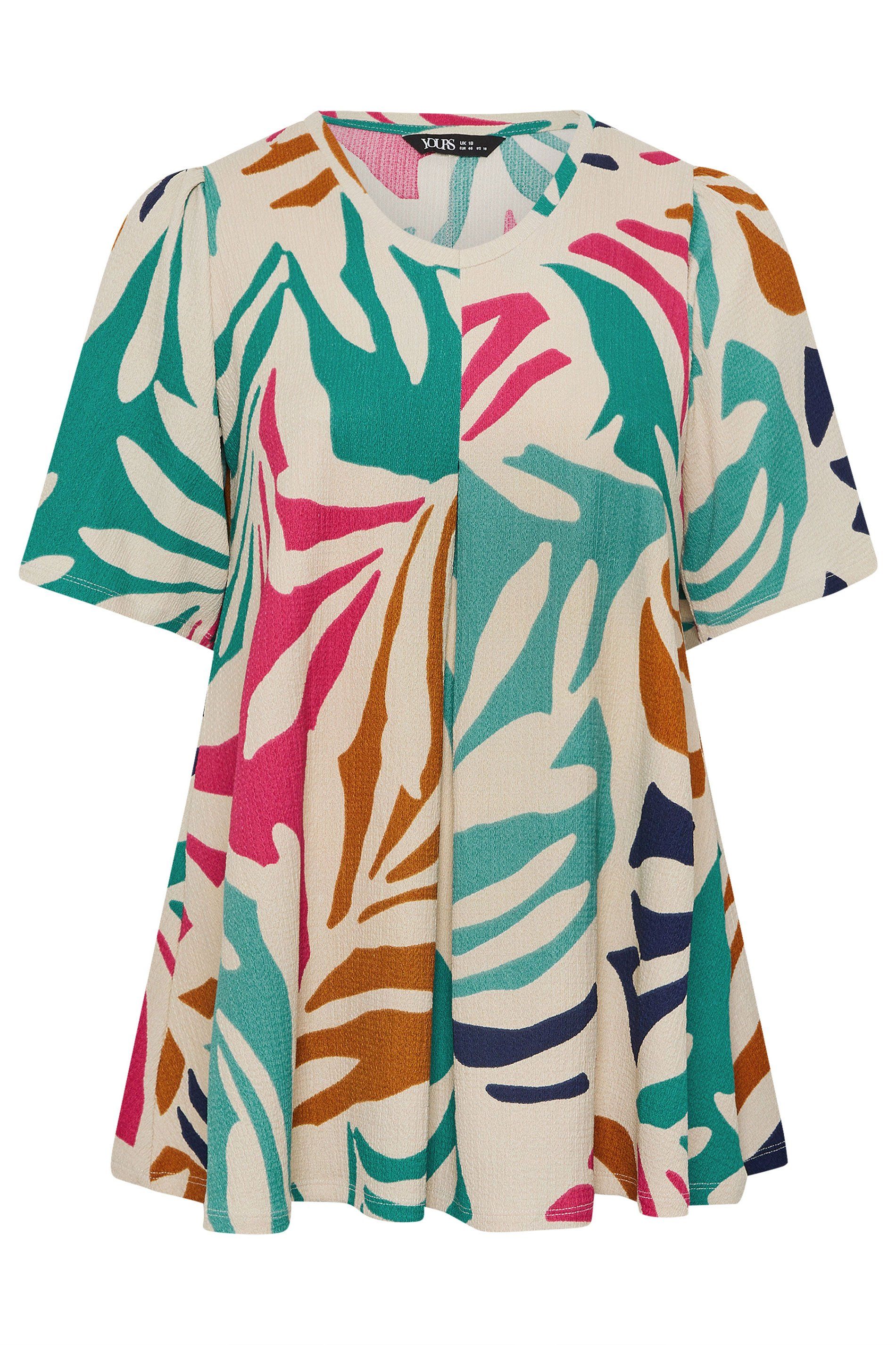 Yours Abstract Textured Pleated Front Top
