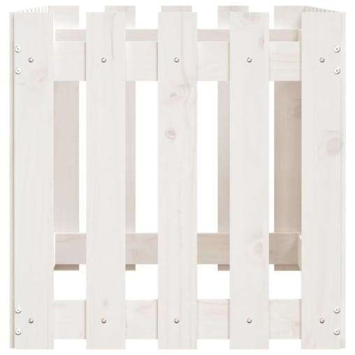 NNEVL Garden Raised Bed with Fence Design White 100x50x50 cm Solid Wood Pine