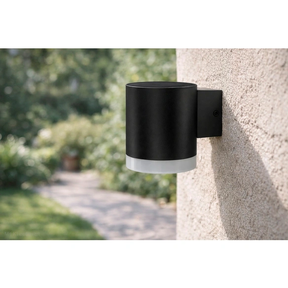 LED-Solar-Wandleuchte, Kunststoff/Metall, schwarz