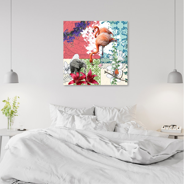 Feeby Obraz na płótnie, Flaming Słoń Ptak 30x30