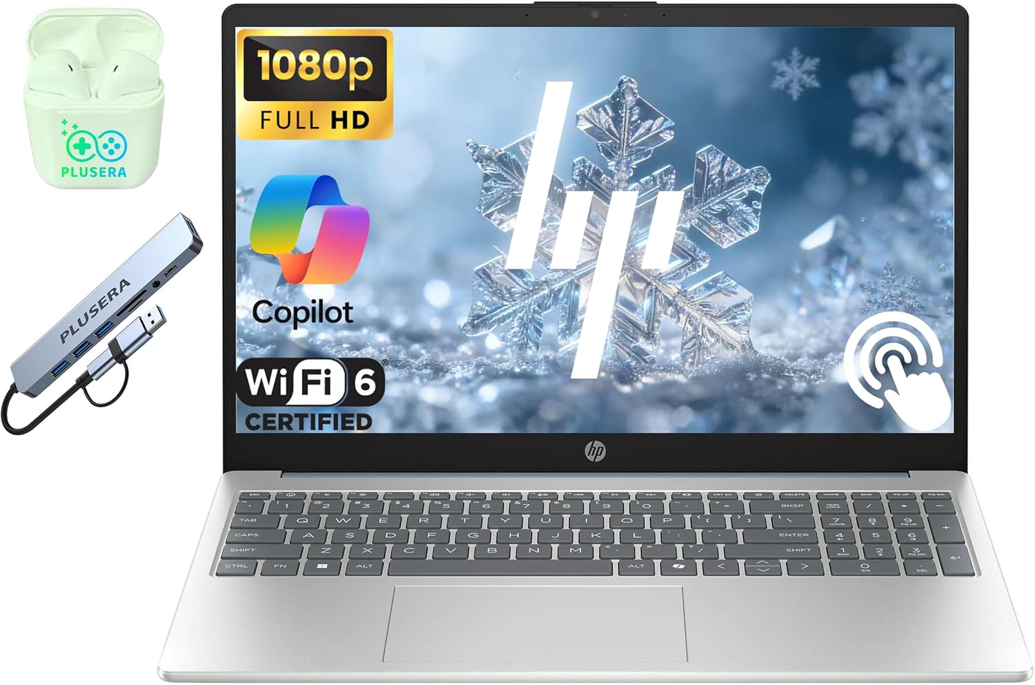 HP 15.6 FHD Touchscreen Business Laptop Computer  Windows 11 Laptop 32GB RAM 1TB SSD  8-Core Intel i3-N305 Processor  Copilot AI Ready  PLUSERA Earphones & 8-in-1 Hub Included  Moonlight Blue