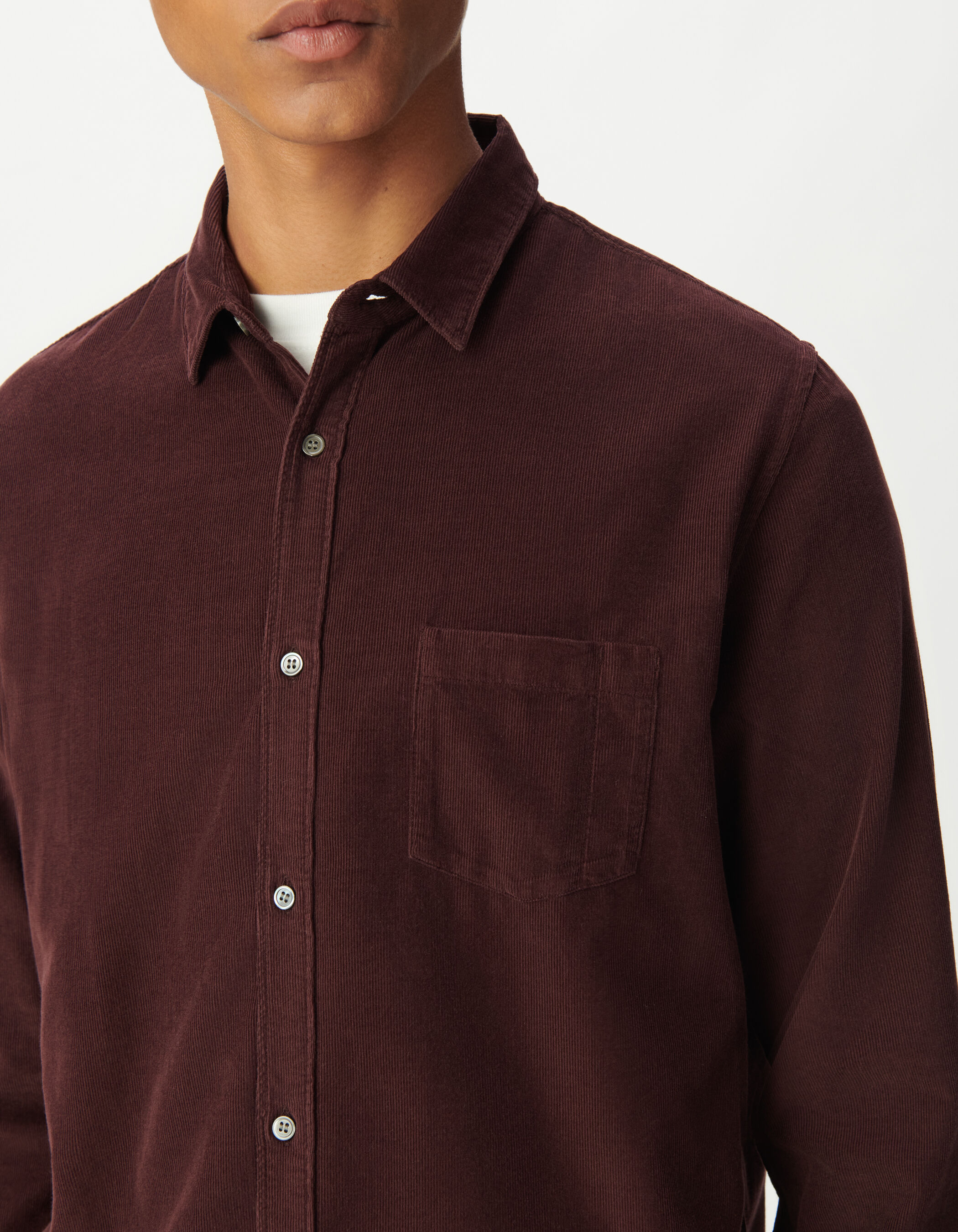 Chemise regular marine coton bio velours milleraies Homme