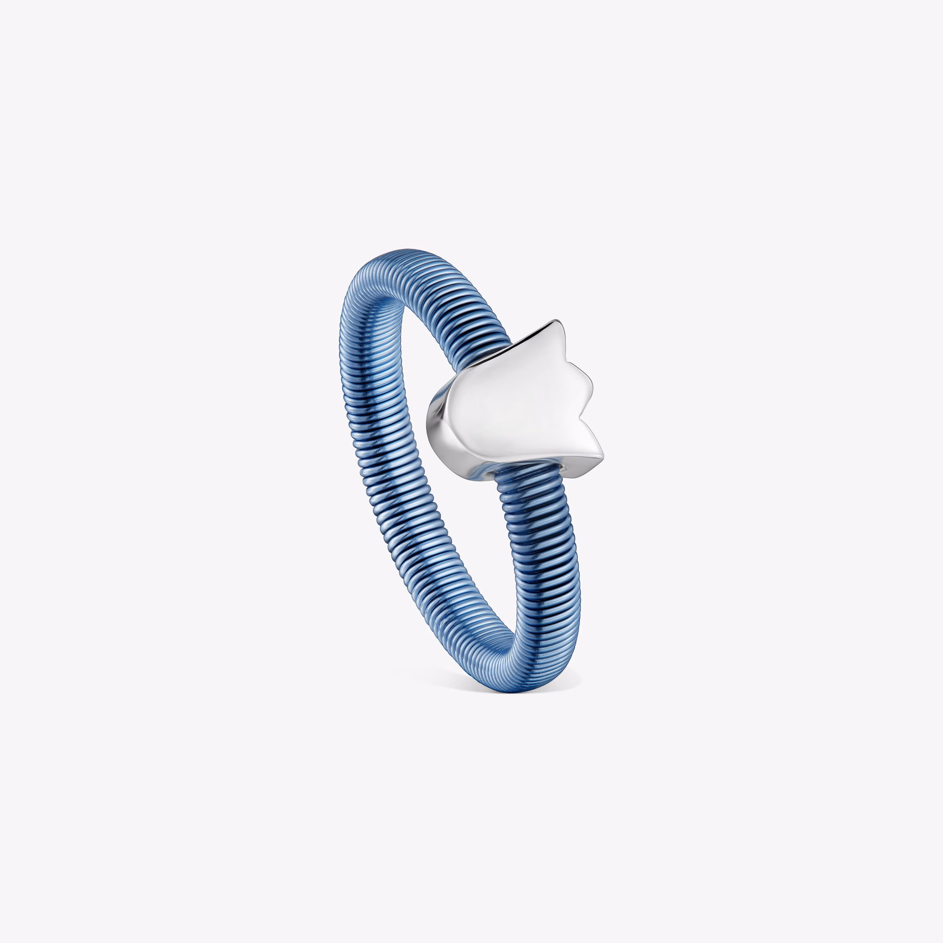 Anillo tulipa de plata y acero azul TOUS Mesh Tube