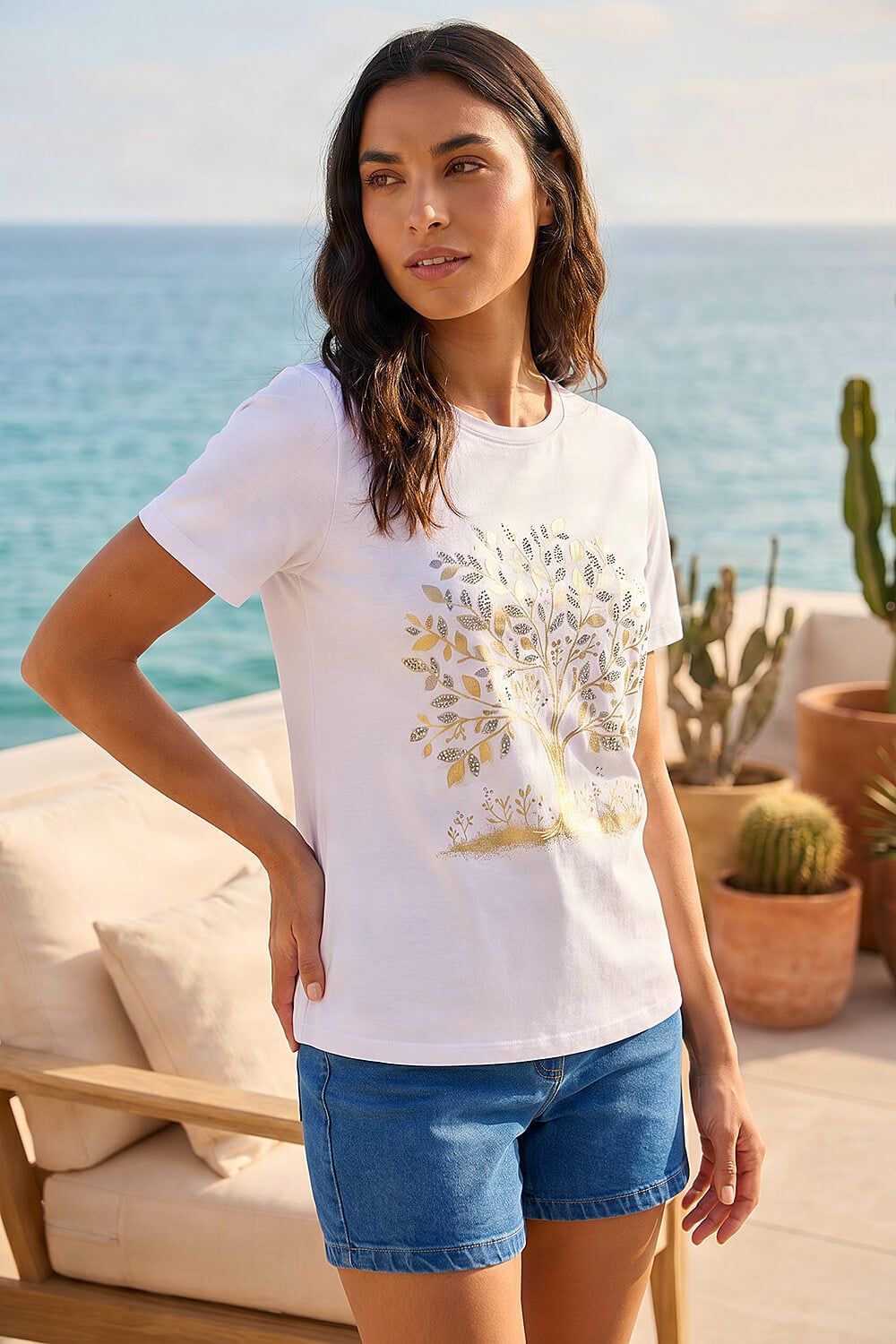 Roman Foil Tree Print T-Shirt