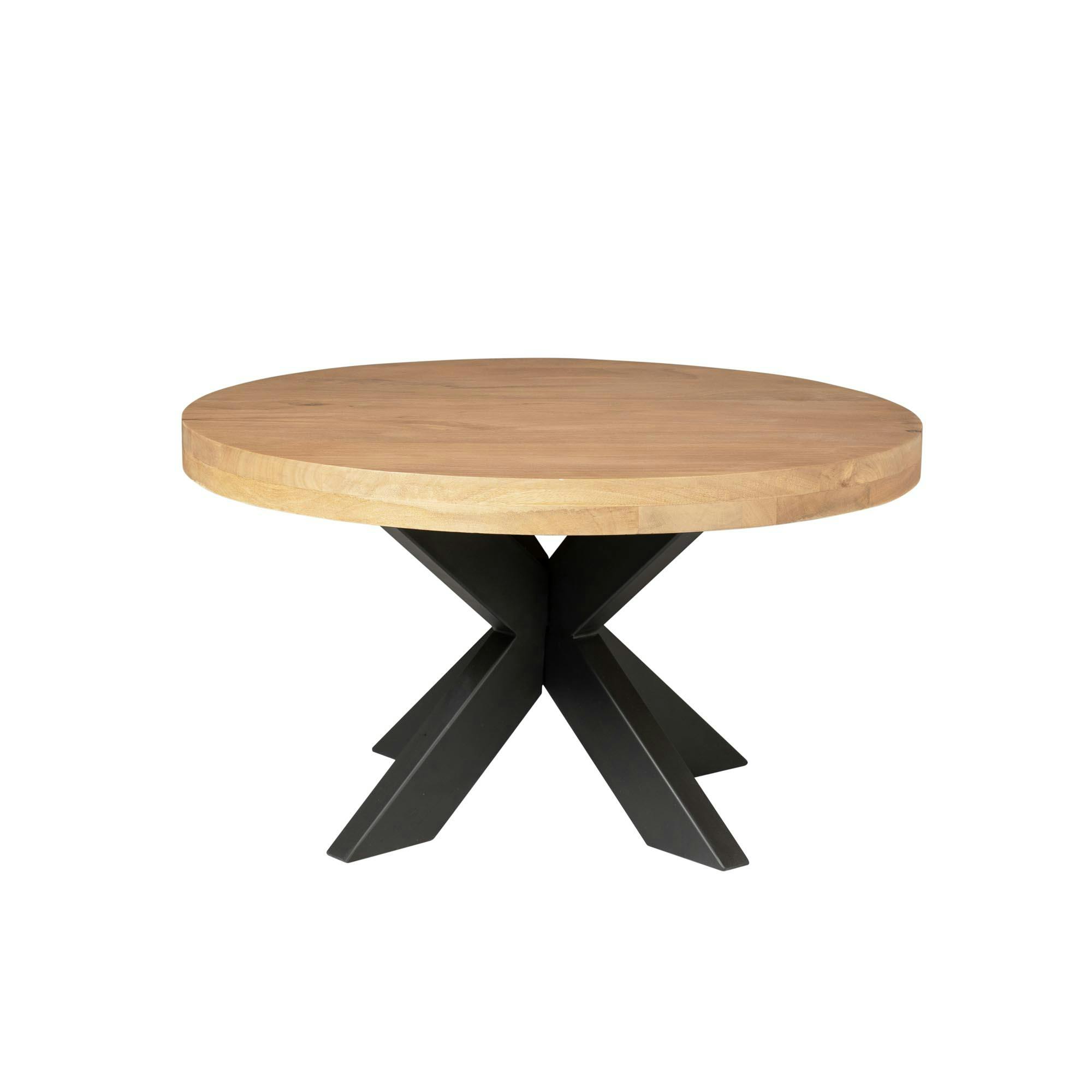Table basse ronde en bois clair à pied croisé RIVANO