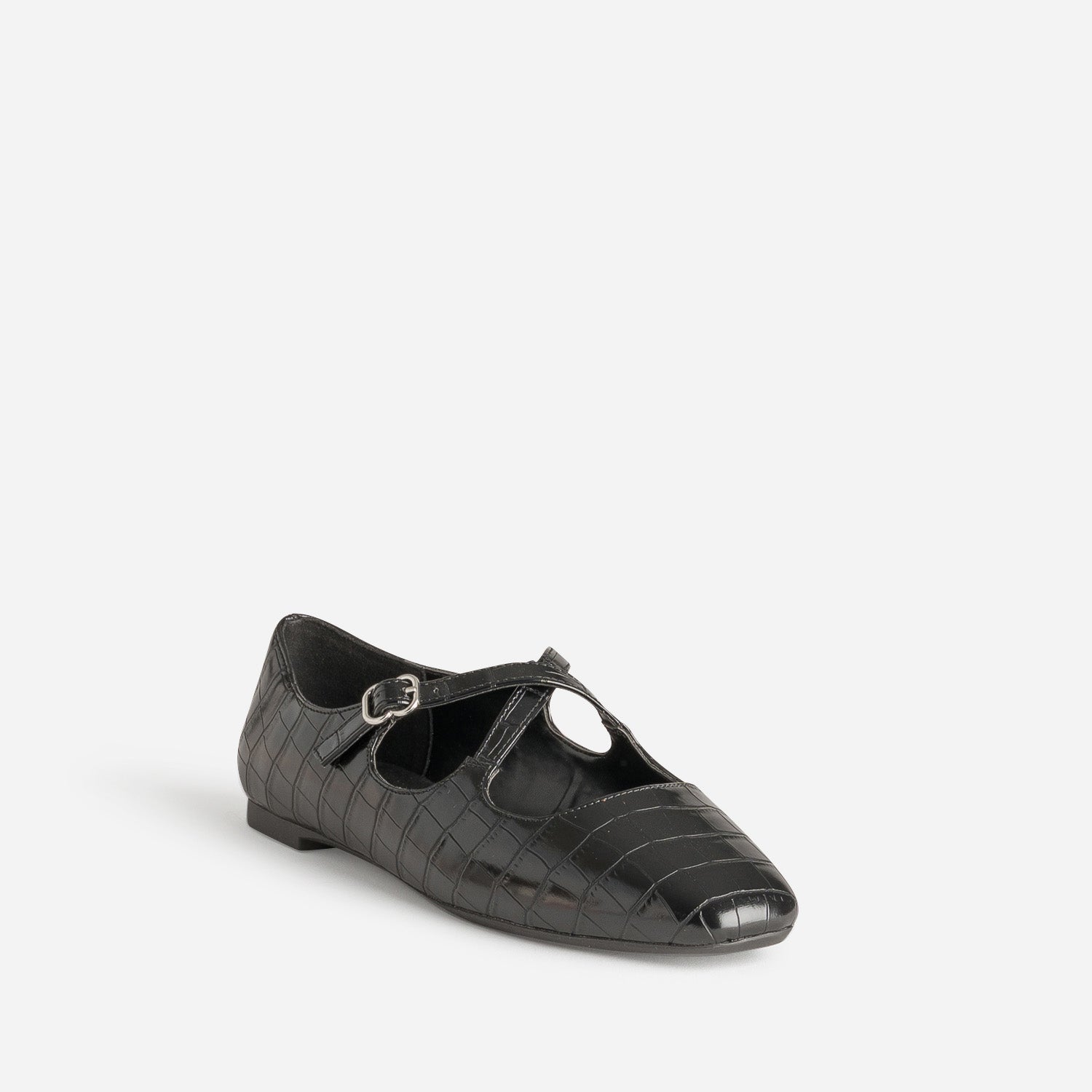 Ballerine noire embossage effet croco
