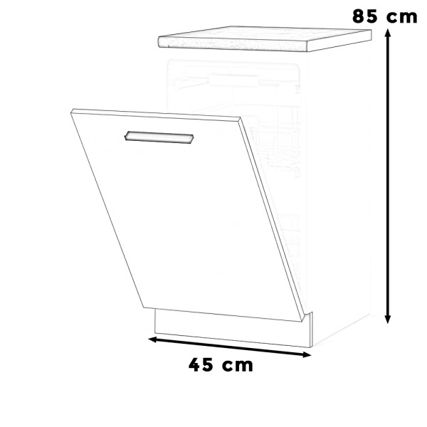 Szafka front do zmywarki 45cm blande wotan biały mat