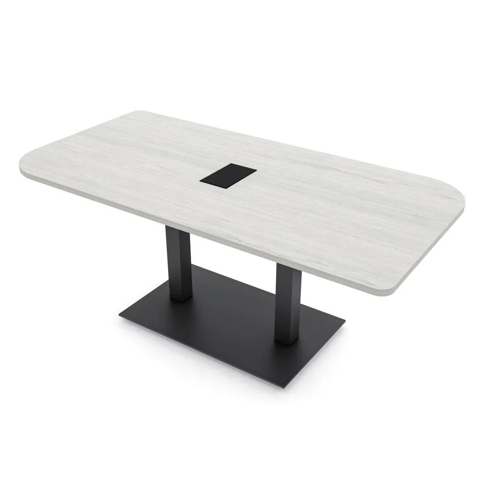 6x3 Rounded Corner Conferencce Table Duo Shaped Table Power And Data - 36x72