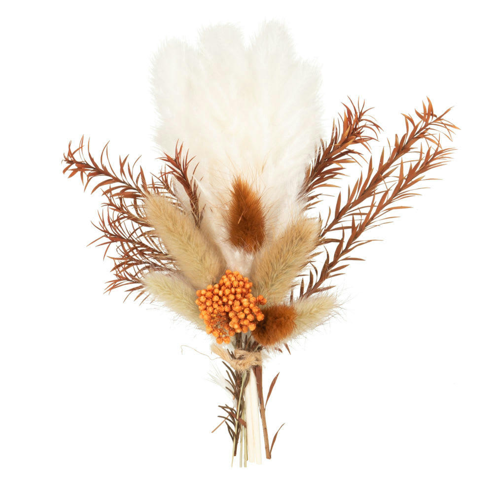 JEANNE - Bouquet de fleurs séchées orange, marron et écrues
