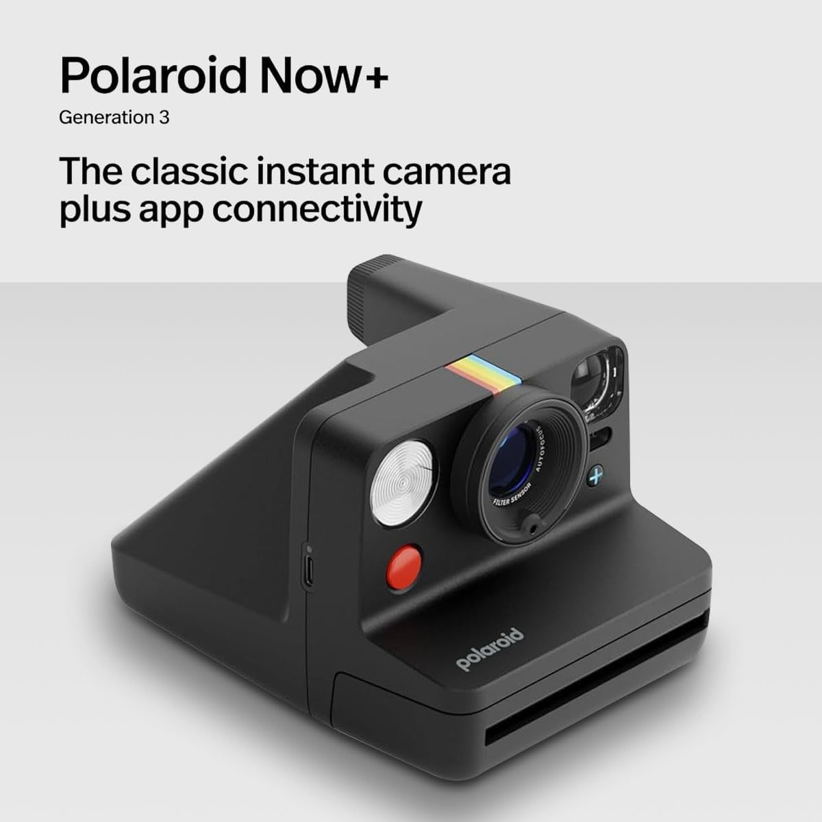 Polaroid Now+ 3rd Generation I-Type Instant Film Camera  Black - Bluetooth Connected App Controlled with 16 Color Film Photos  Signature Series EVA Hardcase Case and Power Bundle