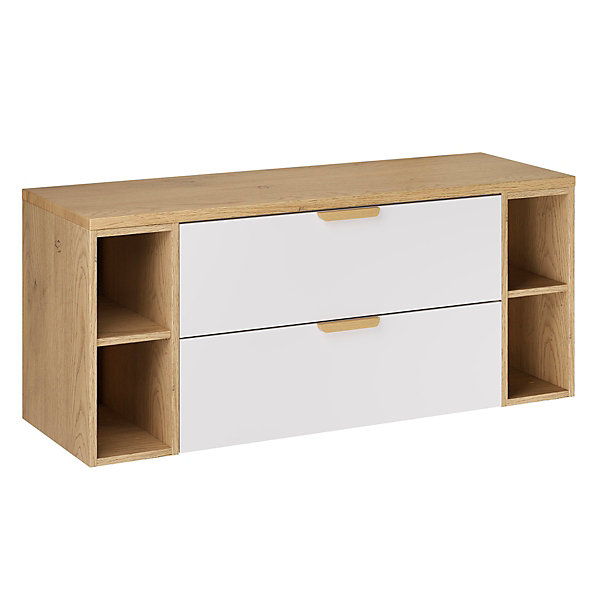 Ensemble meuble sous-vasque 120cm 4 niches et colonne Oria Blanc mat