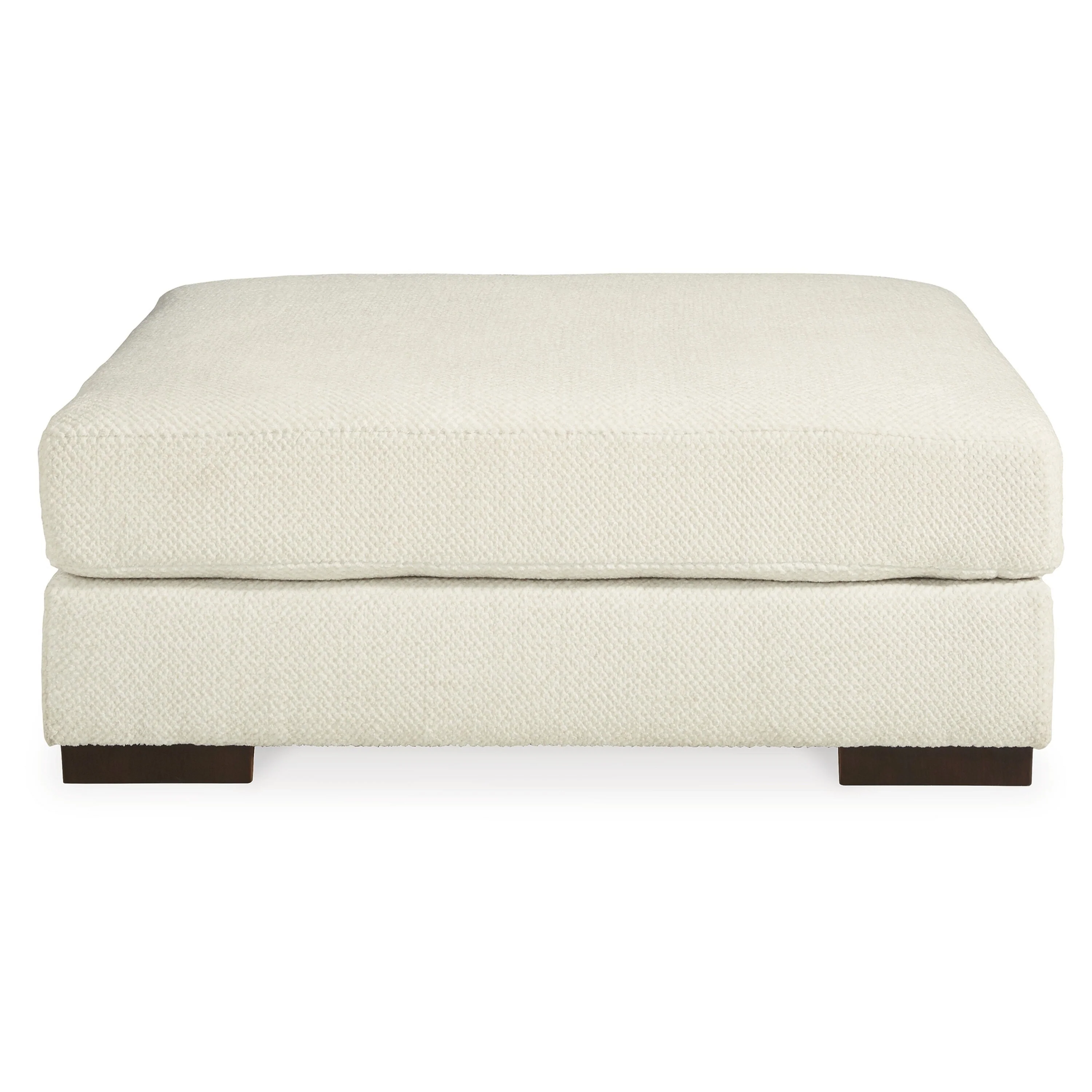 Zayn Oversize Ottoman, Modern Ivory White Microfiber, 51 Inch Square