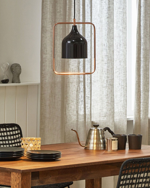 Lampa wisząca metalowa rama połysk czarna
