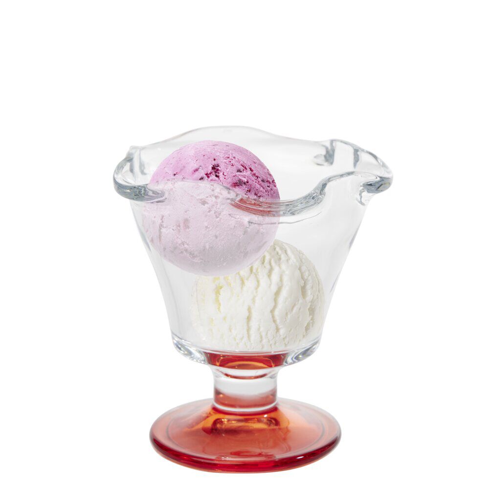 Coupelle à glace en verre avec pied coloré Ø10,6xH11,7cm