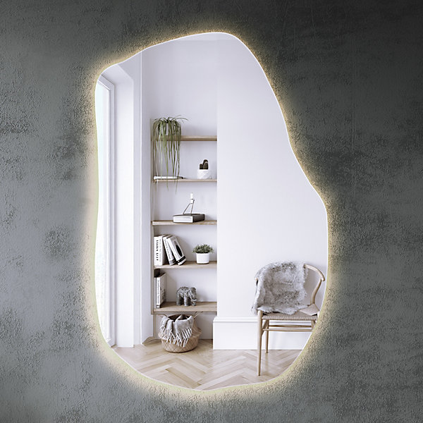 Miroir LED Tulup 100 x 65 cm lumière chaude de bain