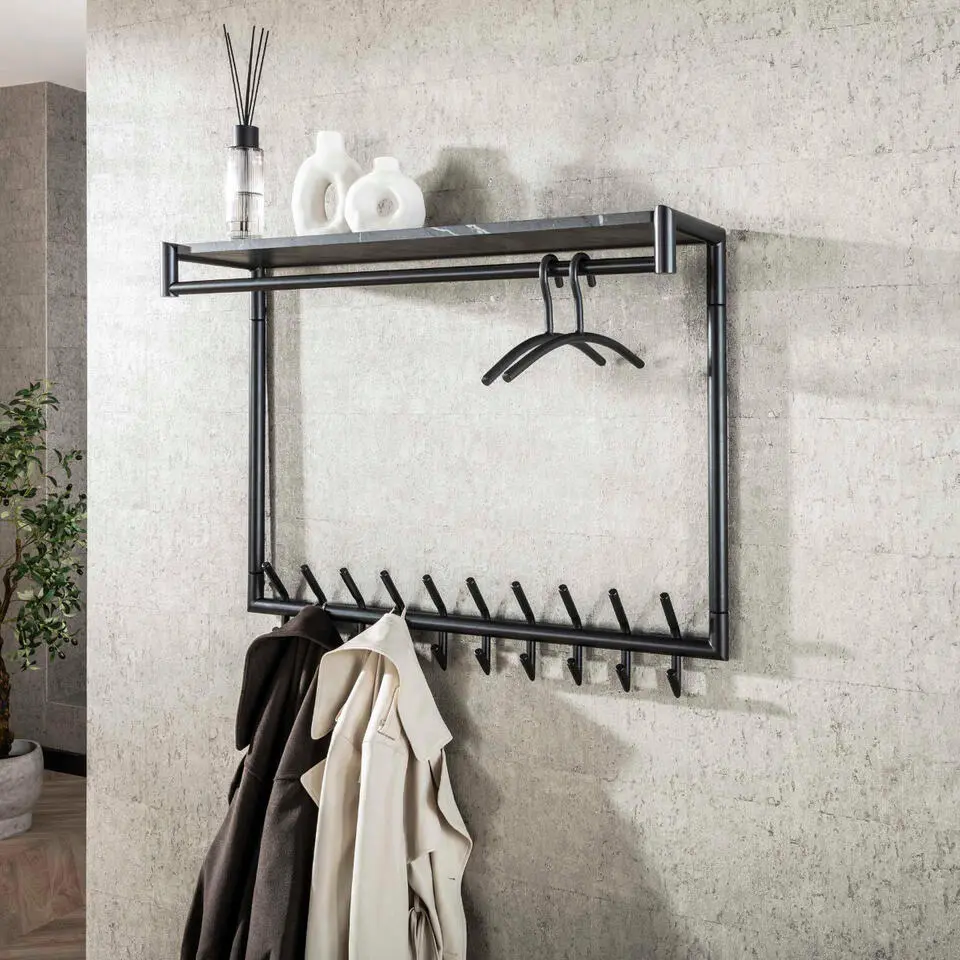 Fraaai - Weiss kapstok 20 haaks hoog roede-hoedenplank - zwart/bruin