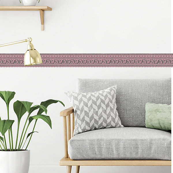 Frise adhésive rose et grise, 5 cm X 300 cm, style géométrique, décoration murale