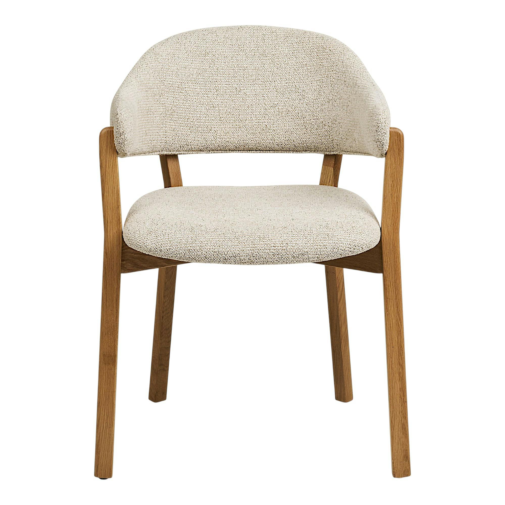 Fauteuil de table en bois et tissu beige (lot de 2) AMSTERDAM
