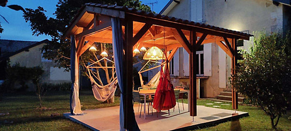 Carport 2 pentes 550 cm x 600 cm, bois DOUGLAS Français(Charpente en bois-auvent-abri voiture),33 m². Garantie 10 ans