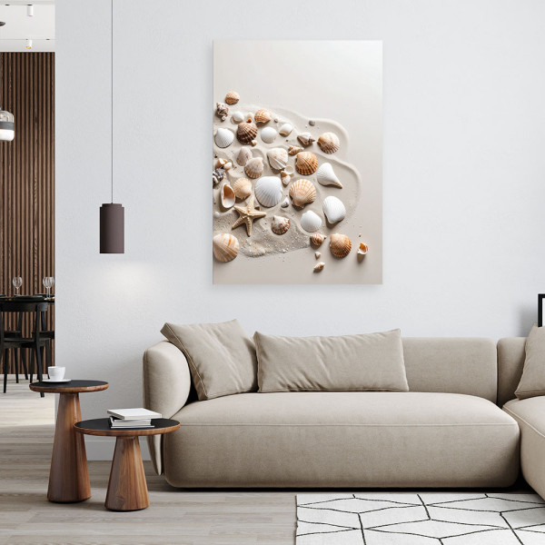 Obraz do salonu kuchni biura, Muszelki plaża natura beżowy 20x30