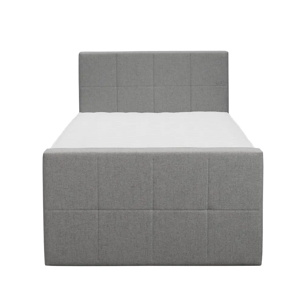 Boxspring met voetbord Liv geblokt - lichtgrijs - 120x200 cm - slanke poot
