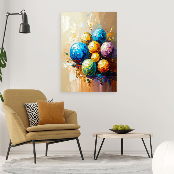 Feeby Obraz do salonu, Kolorowe Kule Plamy efekt farby olejnej 40x60
