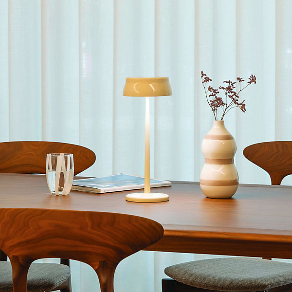 Lampe de table LED Wi-Fi connectée Zafferano Sister Light ivoire rechargeable dimmable 2200-2700-3000-4000K 3,2W h33cm