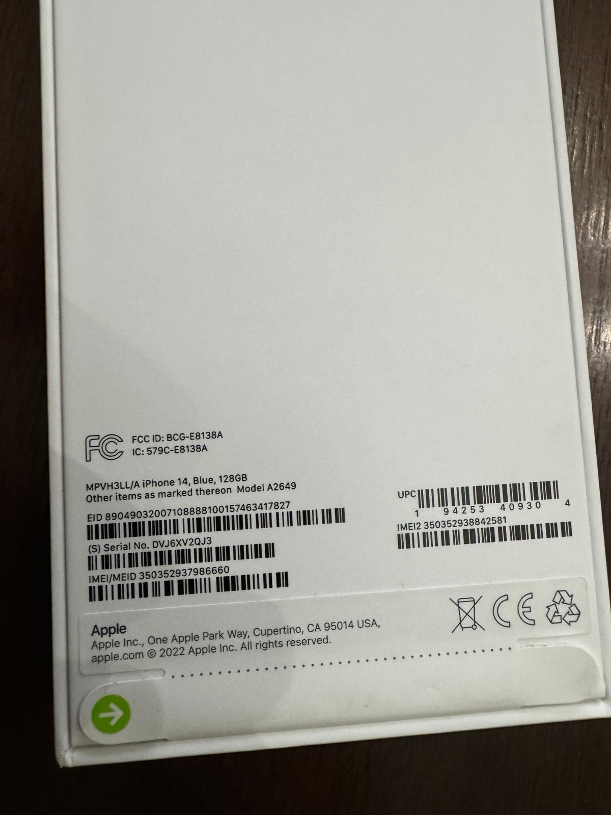 Brand new sealed iPhone 14 in blue